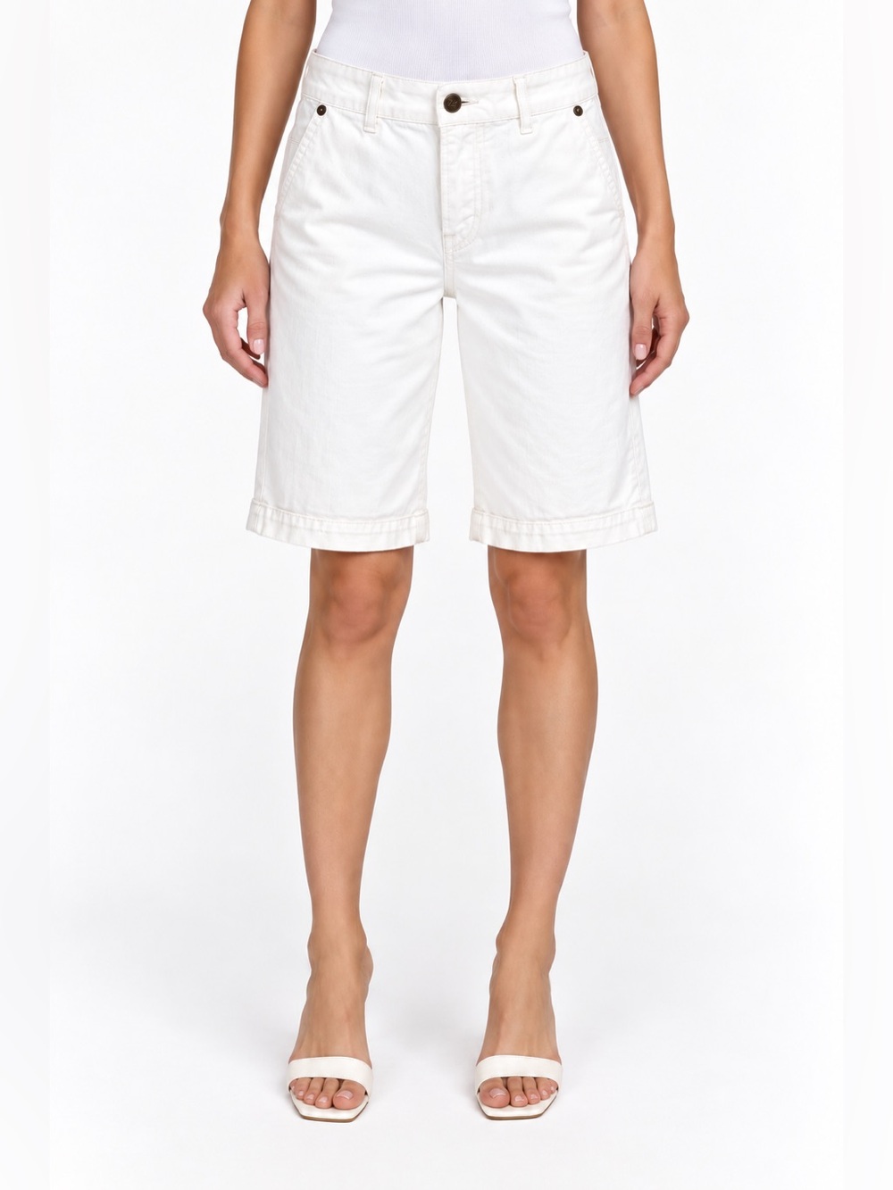 Citizens of Humanity White Stretch Bermuda Shorts 25 USA